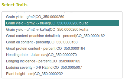Trait selection showing trait conversion options